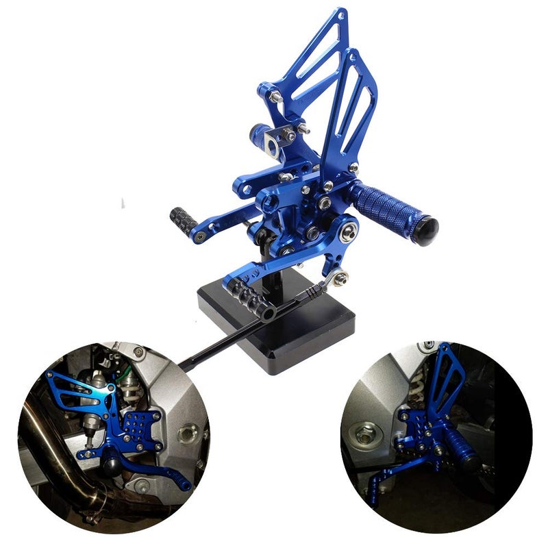 PROCNC Motorcycle Aluminum Rearsets Foot pegs Rear sets Footrest Fit for Suzuki GSXR1000 2000 2001 2002 2003 2004 GSXR750 1996-2005 SV650/SV650S SV1000/S 1998-2014 GSX600 2000-2005 (Blue) - Image 1